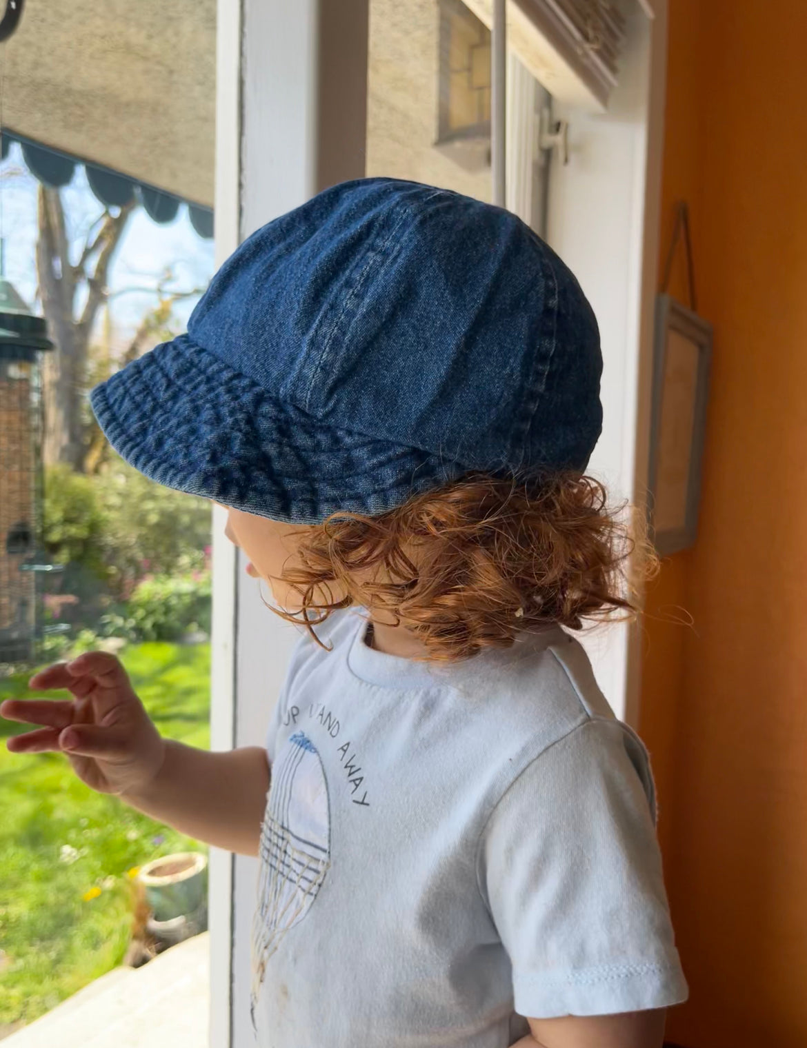 side view of denim hat